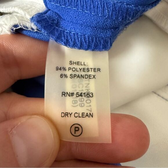 Tommy Hilfiger Sheath Dress Sz 18 Blue Striped Back Zip Stretch Nautical Career - Picture 8 of 10